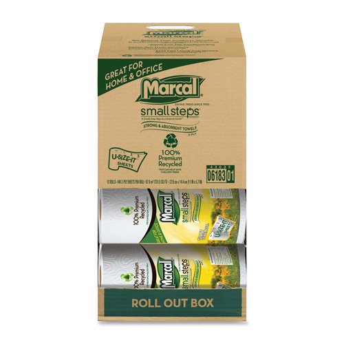 Marcal Small Steps : Kitchen Paper Towel Roll, 11 X 5-3/4, White, 140 Sheets/Roll. 12/Carton -:- Sold As 2 Packs Of - 12 - / - Total Of 24 Each #TOP17