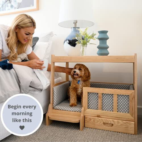Pawhq Elevated Dog Bed Side Table, Wooden Dog Bed Frame With Storage, Indestructible Indoor Dog House For Medium & Small Dogs, Furniture Style Pet Bed, Raised Cat Bed End Table, Sofa Bed Couch #TOP1
