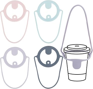 4 Pcs Coffee Cup Carrier, Mixed Color Portable Drink Carrier Takeout Cup Holder Reusable Coffee Carrier with Handle Tie for Traveling and Take Out