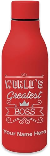 Miniatura 8 de LaserGram Botella de agua de acero inoxidable de doble pared, el jefe más grande del mundo, grabado personalizado incluido Azul pizarra,Negro,Azul