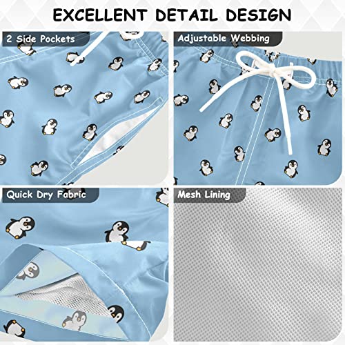 Boys Board Shorts Penguin Cartoon Boys Swim Trunks Shorts Teens Kids Bathing Suit Swimwear, 4T2