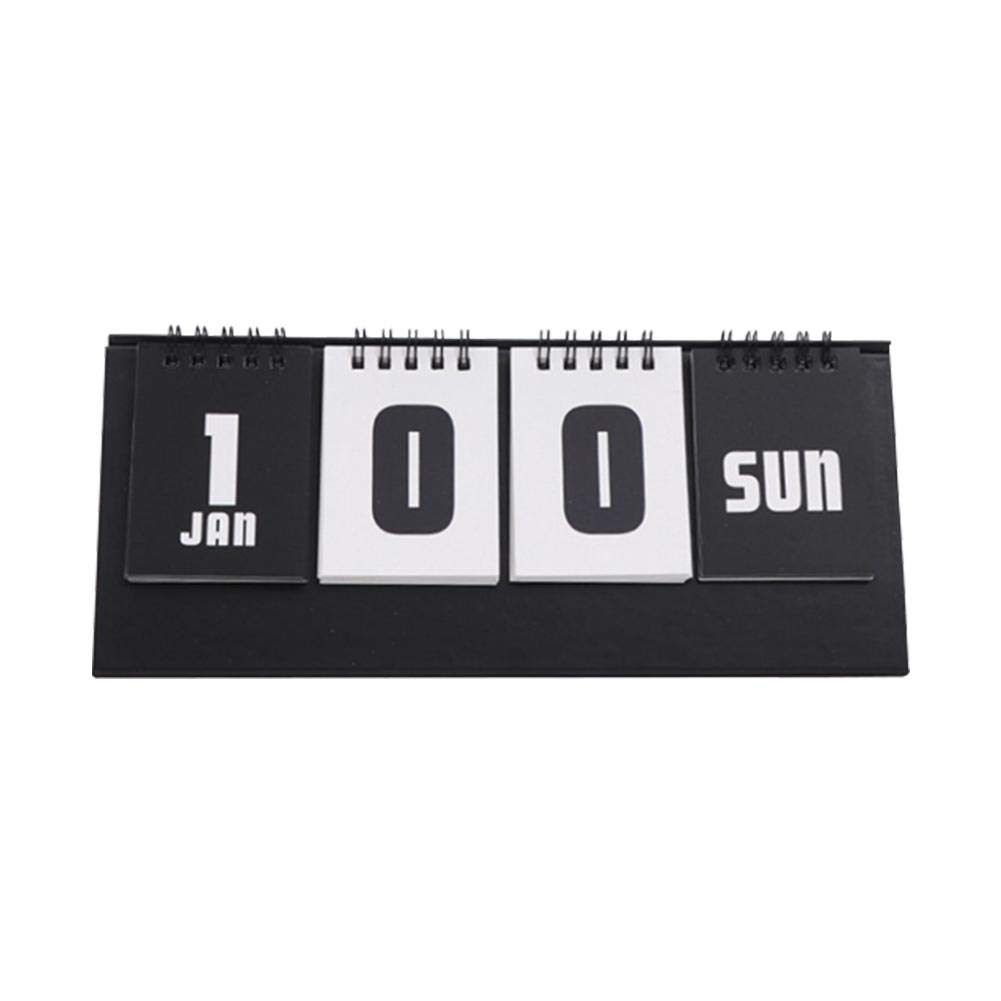 Lorchwise 2019 Black White Desk Calender - Standing Desk Calendar - Black