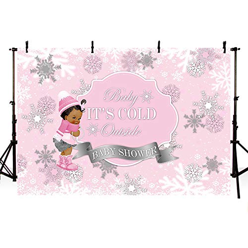 MEHOFOTO Winter Wonderland Photography Studio Backgrounds Party Decorations Snowflake Pink Little Princess Girl Baby Shower Banner Photo Backdrops 7X5ft