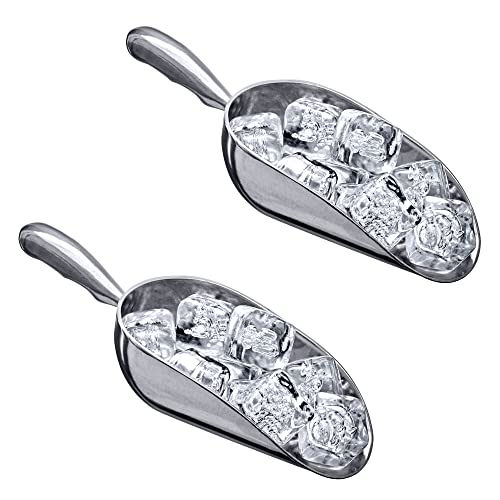 Image of Amazing Abby - Elsa - 12-Ounce Aluminum Ice Scoops (Set of 2), Cast Aluminum Utility Scoops, Food-Grade, Good for Home and Commercial Use, NOT Dishwasher-Safe, Hand-Wash Recommended