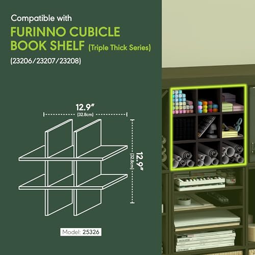 Image of Furinno Cubicle 9-Compartment Cube Insert, Cube Organizer, Black Oak | 12.9W x 12.9H, Tool-Free Assembly, Shelf Accessory, Fits into Furinno Triple Thick Cubes, Ikea Kallax, for Organization