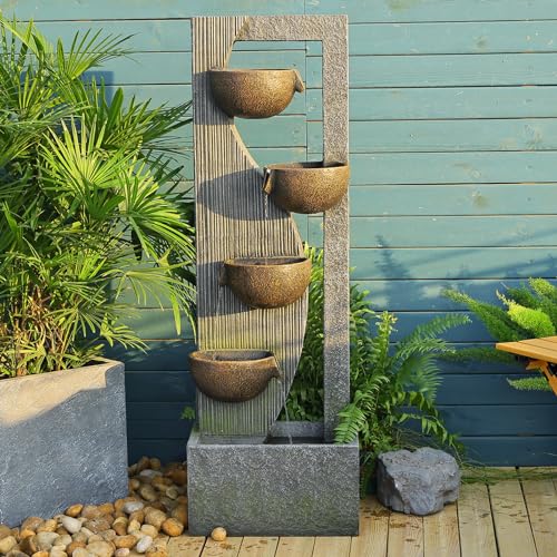 image for Sunlinua Large Water Fountain Waterfalls Fountain 5-Tier Outdoor Floor