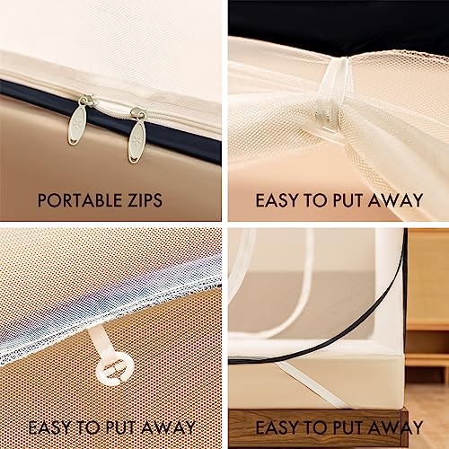 Image of Pop-Up Dorm Mosquito Net Tent Wide Roof,Portable Folding | Canopy Curtains with Bottom for College Bed Room Yard Outdoor,Easy to Install and Wash for Standard Size L78 x W39 x H43