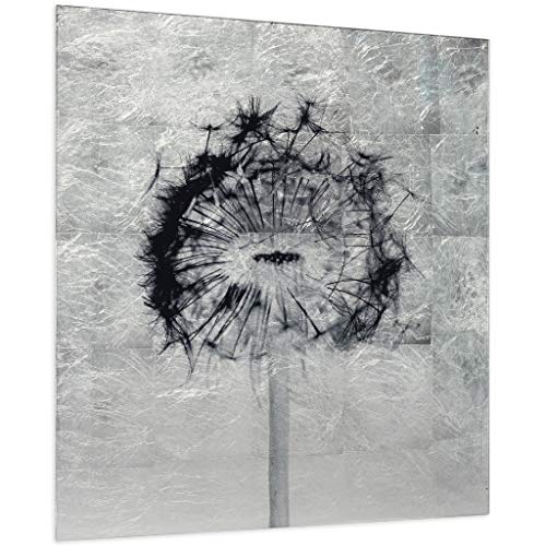 Empire Art Direct Dandelion Wall Art Reverse Printed On Tempered Glass Leaf Ready To Hang,Living Room,Bedroom ＆ Office, 24" X 24" X 0.2", Black, Silver #TOP1