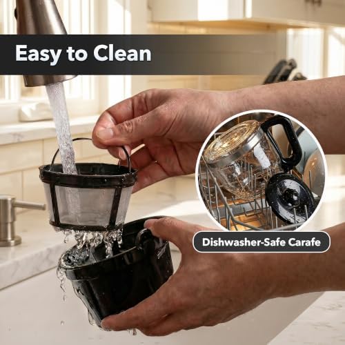 OVENTE 12-Cup Drip Coffee Maker with Easy On/Off Switch, Black CM412B - 3