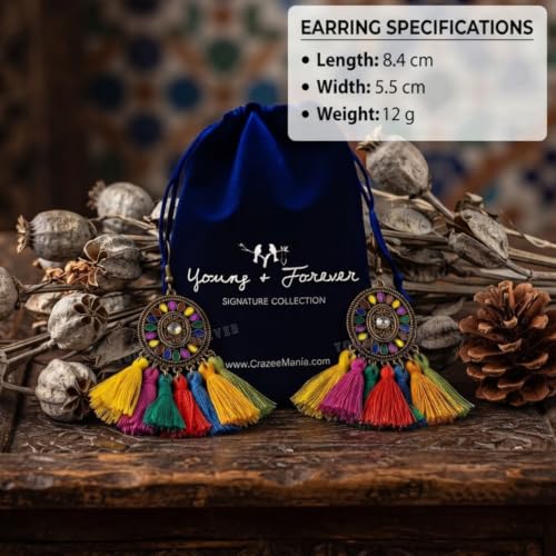 Image of Young & Forever Gift Boho Carnival Sea Island Long Tassel Earrings Handmade Beaded Bohemian Women Statement Beads Dangle Earrings Ethnic Jewelry Fringe Earrings