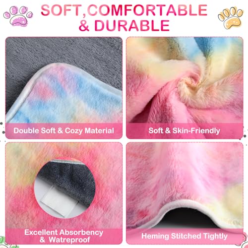 Image of Reginary 4 Pcs Waterproof Guinea Pig Blankets Washable Small Animal Fleece Bedding Absorbent Guinea Pig Cage Liners Reusable Pet Pee Pad Sleep Mat for Hamster Ferret (Tie Dye Pattern,12 x 12 Inch)
