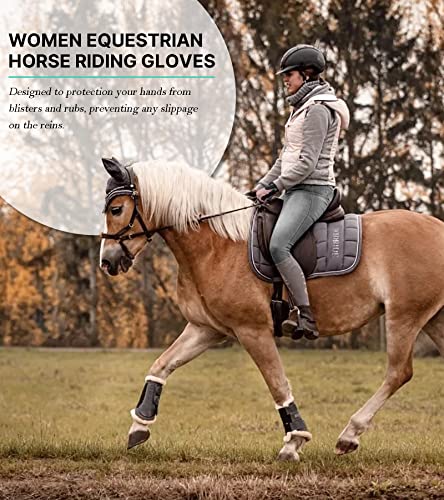 Thapower Horse Riding Gloves Women Equestrian Riding Gloves Ladies Youth Girls Flower Pattern Horseback Leather Gloves Summer Winter Outdoor Sports Mittens #TOP1