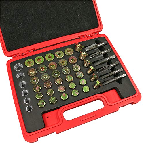 Highking Tool 114Pcs Oil Pan Drain Sump Plug Key Thread Repair Tool Kit Set Drain Plug With Carry Case #TOP1