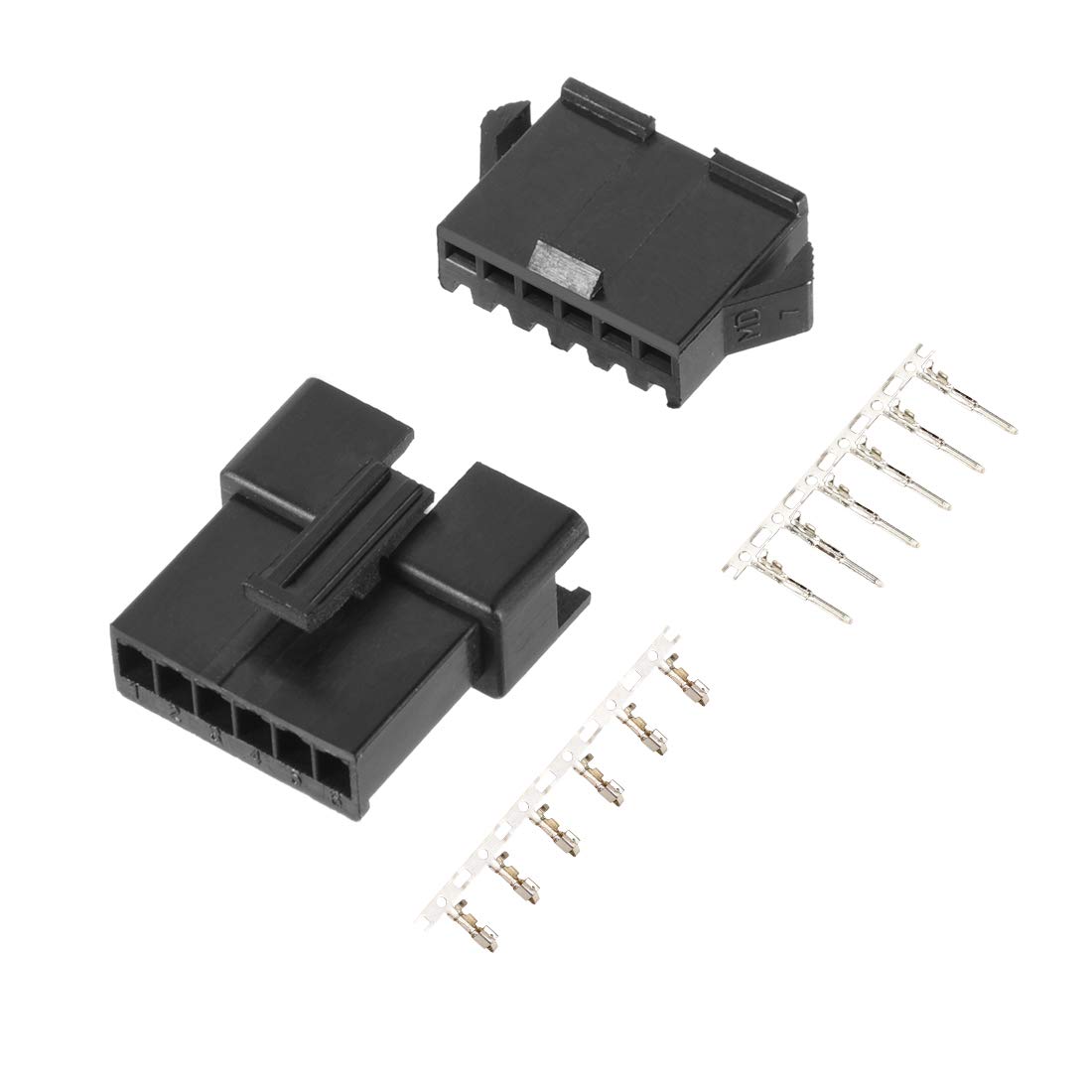 uxcell 20 Pairs 2.54mm 6 Pin Black Plastic Male Female -SM Housing Crimp Terminal Connector