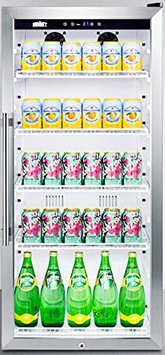 Summit Appliance Scr1006 Commercial Glass Door 22" Wide Beverage Merchandiser Designed For The Display And Refrigeration Of Beverages And Sealed Food, Digital Controls, Led Lighting And White Cabinet #TOP2