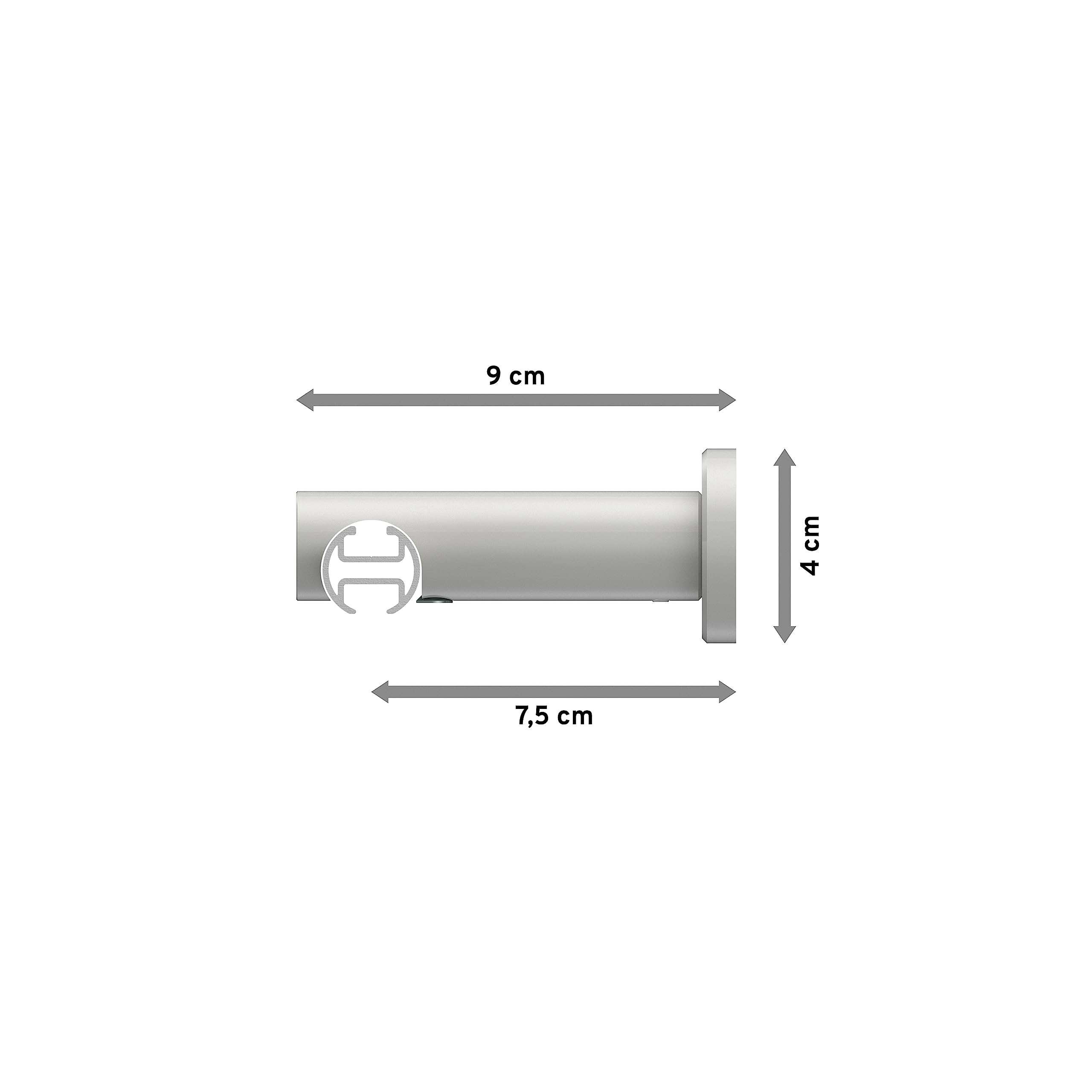 INTERDECO Innenlauf-Gardinenstange 20 mm, moderne Innenlaufstange aus Metall, Weiß, zur Wandmontage, Typ 10213111, 120 cm
