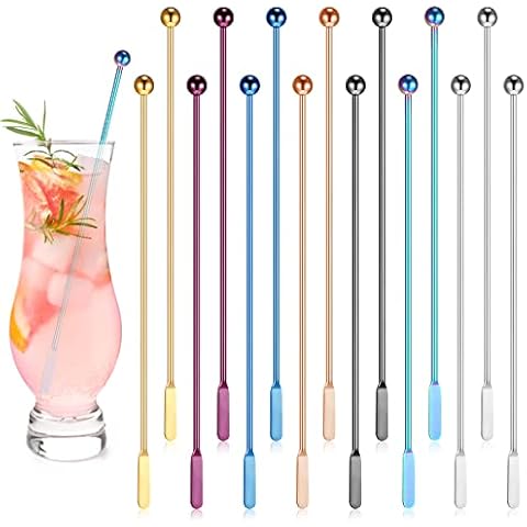 Roshtia 15 Pcs Metal Stir Sticks Cover
