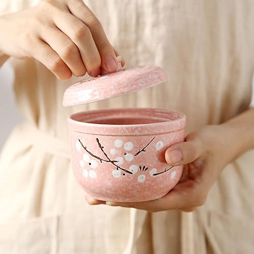 Miniatura 6 de Cabilock - Olla de cerámica con tapa de porcelana comestible para sopa de vapor, cuenco para huevos al vapor, para hierbas medicinales (rosa)