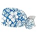 Blue Small Flower 2 Pcs Unisex Working Cap with Button Sweatband Adjustable Tie Back Bouffant Hats