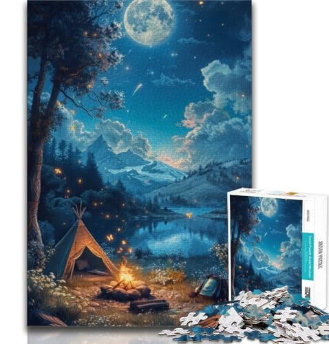 Puzzle für Erwachsene 1000 Teile Zelte unter dem Nachthimmel 1000 Teile für Teenager Lernspielzeug lustige Familienspiele einzigartige Heimdekoration 26x38cm