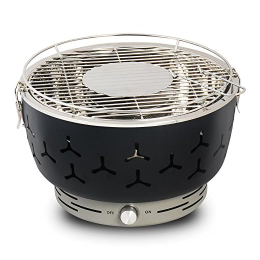 eSituro Barbacoa de Carbón Vegetal sin Humo 35x35x24cm Barbacoas de Acero Inoxidable Portátiles con Bolsa de Transporte Mini Barbacoa para Jardín Exterior, BBQ, Camping Negro