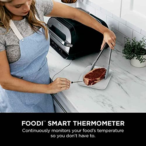 Ninja Fg551 Foodi Smart Xl 6-In-1 Indoor Grill With 4-Quart Air Fryer Roast Bake Dehydrate Broil And Leave-In Thermometer, With Extra Large Capacity, And A Stainless Steel Finish (Renewed) #TOP6
