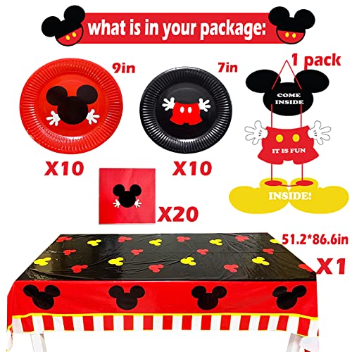 Mouse Birthday Party Supplies ,Mouse Birthday Decorations,Mouse Birthday Banner,Garland,Knives,Forks,Spoon,Paper Plates,Tablecloth,Balloons,Cake Toppers For Mickey Themed 1St 2Nd 3Rd Year Boys Girls Bday #TOP2
