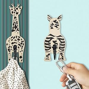 4pack wooden cute unique animal nursery kids coat rack decorative wall mount hooks elephant hook  urban country home decor