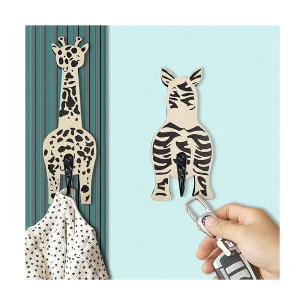 4pack wooden cute unique animal nursery kids coat rack decorative wall mount hooks elephant hook  urban country home decor
