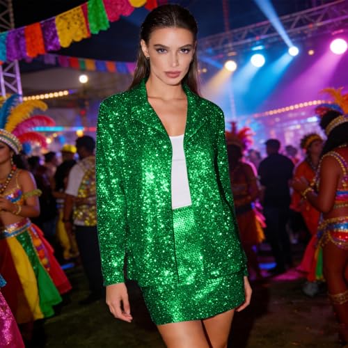 Cardigan long manches longues jupe sequins ensemble décontracté