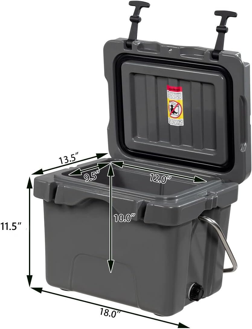 Goplus 16 Quart Cooler, 24-Can Capacity Ice Chest with 2 Cup Holders, 3-5 Days Ice Retention, Portable Insulated Ice Box for Camping, Fishing Outdoor Activities