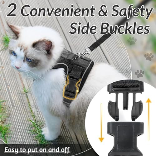 Image of No Pull Cat Harness and Leash Set for Walking - Escape Proof, Soft Air Mesh, Adjustable Vest Harness for Kittens, Cats, Puppy - Lightweight & Comfortable (Queen Pink, XS)