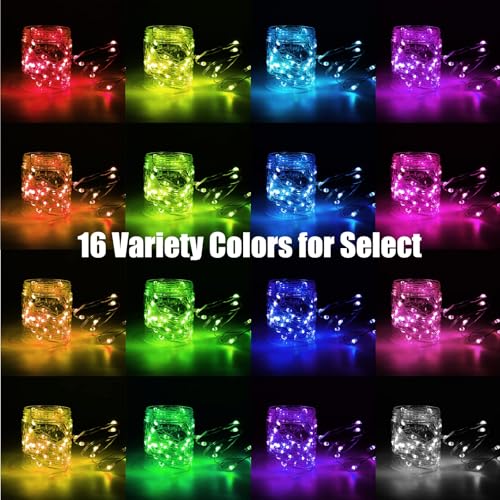 Dazzle Bright Color Changing Fairy Lights Battery Operated, 2 Pack Total 40FT 120LED Silver Copper Wire RGB String Light - Additional View