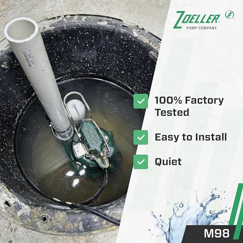 Zoeller M98 Flow-Mate Sump Pump - 1/2 HP - Cast Iron - LED Power Plug - High Flow - Vortex Impeller - Stainless Steel Hardware - Factory Tested and Float Operated - Submersible Sump Pump - 115V by Zoeller - Image 6