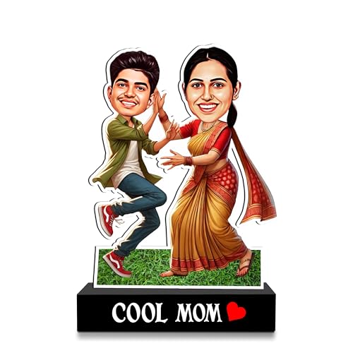 Image of ZOCI VOCI Personalized Caricature for Mom - inchCool Mom inch Custom Photo Cartoon Standee | Fun & Unique Gift for Mother | Birthday & Mother's Day Gift from Son /Daughter