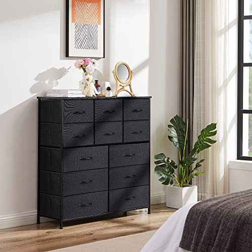 Bigroof 12-Drawer Dresser, Fabric Storage Tower, Storage Organizer Unit For Bedroom, Nursery, Entryway, Closets - Sturdy Steel Frame, Wood Marble Top & Easy Pull Fabric Bins #TOP5