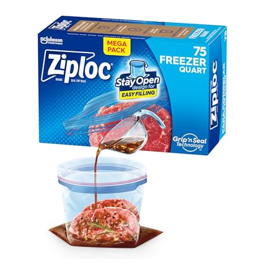 Ziploc Freezer Quart Bags with New Grip 'n Seal Technology, Quart, 75 Count