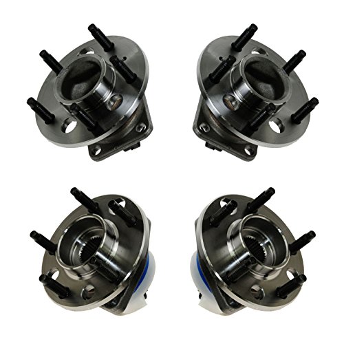 Image of TRQ 2 Piece Front Rear Wheel Bearing & Hub Assembly Set Compatible with 2000-2005 Buick Lesabre 2006-2011 Lucerne 1997-2005 Park Avenue 1997-1999 Riviera Cadillac DeVille DTS 1998-2004 Seville 1997-2