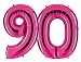 Produktbild Ballon Zahl 90 in Pink - XXL Riesenzahl 100cm - für Geburtstag Jubiläum & Co - Party Geschenk Dekoration Folienballon Luftballon