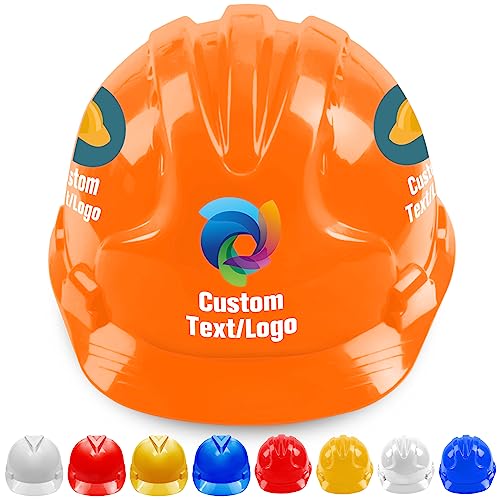 Safety Hard Hats Custom for Men Personalized Three Sides Logo Construction Hard Hat Helmet-Orange