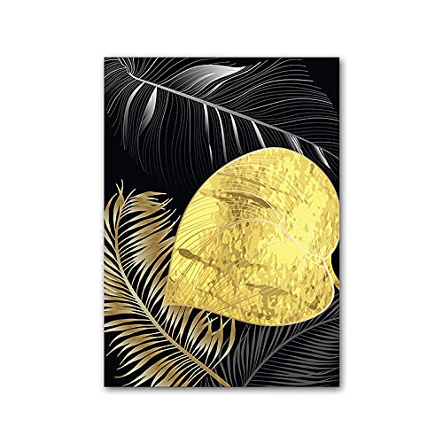 Affiche Botanique Or Noir 70x100cm Impression Toile Triptyque