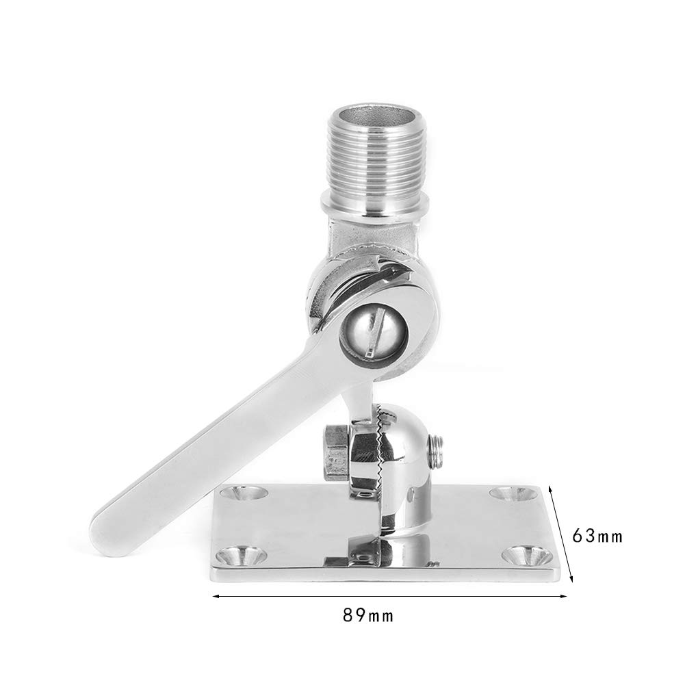 Fydun Staffa di Montaggio per Antenna per Barca, Supporti per Antenne VHF Marine Antenna Talkie in Acciaio Inossidabile Supporto per Staffa di Base Regolabile