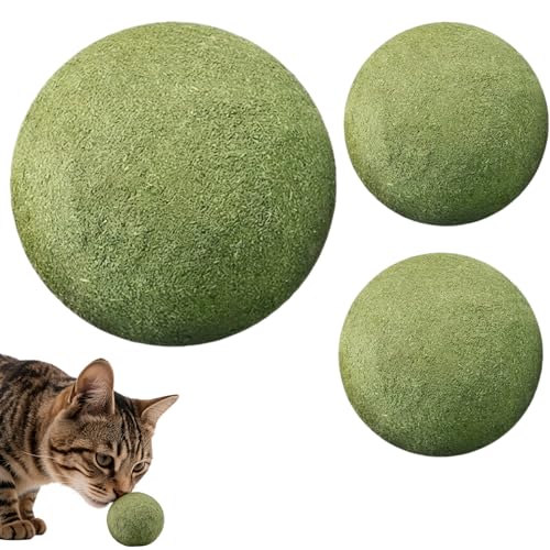 suction 3 PCS Catnip Balls Set with 10cm Large Catnip Ball and Two 5cm Catnip Balls Catnip for Indoor Play and Dental Care Interactive Catnip Ball for Stress Relief and Multi-Cat Households