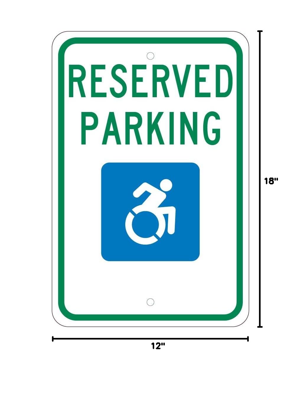 NMC TMS326J Reserved Parking Sign, New York - 12 in. x 18 in. Heavy Duty Reflective Aluminum Sign with Handicap Graphic