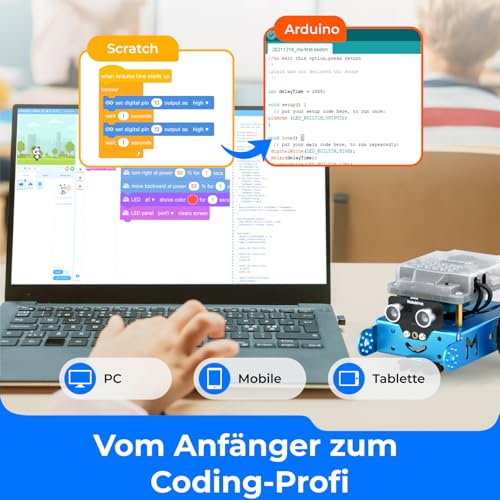 Makeblock mBot Programmierbar Roboter für Kinder, Roboter Bausatz mit App-Fernbedienung, STEM Robotik Auto Spielzeug Programmieren Lernen mit Scratch/Arduino, Roboter Kinder Geschenke ab 6 Jahre