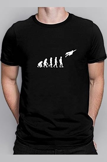 Bhains Ki Ankh Black Men Polyester Superman Evolution Printed Short Sleeve T-Shirt (Man-Evolution-L)