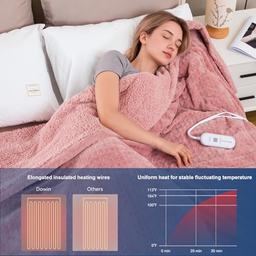 Dowin Waffle Pink Electric Heated Blanket Full 72 x 84 Inch by Dowin - Used condition - Image 2