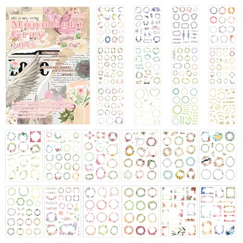 446 Piezas/24 Hojas Pegatinas Scrapbooking Plantas Scrapbook Stickers Pegatinas Bullet Journal Scrapbooking Materiales para DIY Manualidades Scrapbooking Álbumes de Recortes Decoración