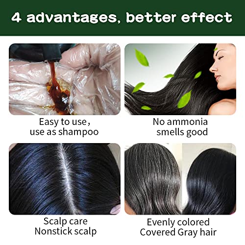 Hair Dye Shampoo Black Instant Hair Color Shampoo For Gray Hair,Fast Natural Black Hair Shampoo 100% Grey Coverage,3 In 1 Herbal Hair Coloring Shampoo In Minutes For Women & Men (500Ml) (Black) #TOP4