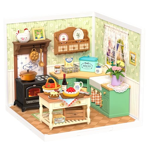 Rolife Super Creator Maquetas DIY Miniature House Kit Casas miniaturas para montar casacos madeira para construir adultos caixa de exposição empilhável sem cola presente criativo (Farmhouse Kitchen)
